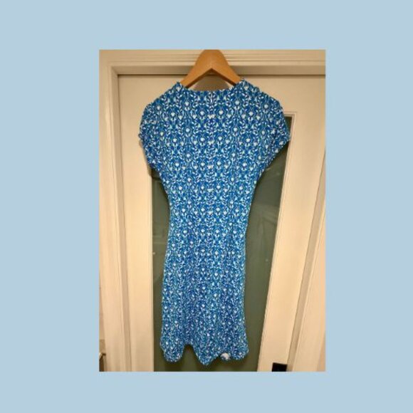 J. McLaughlin Faux Wrap Dress Blue Floral S - Picture 2 of 4